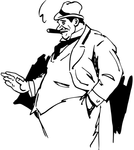 Vintage big boss man smokes coloring page free printable coloring pages