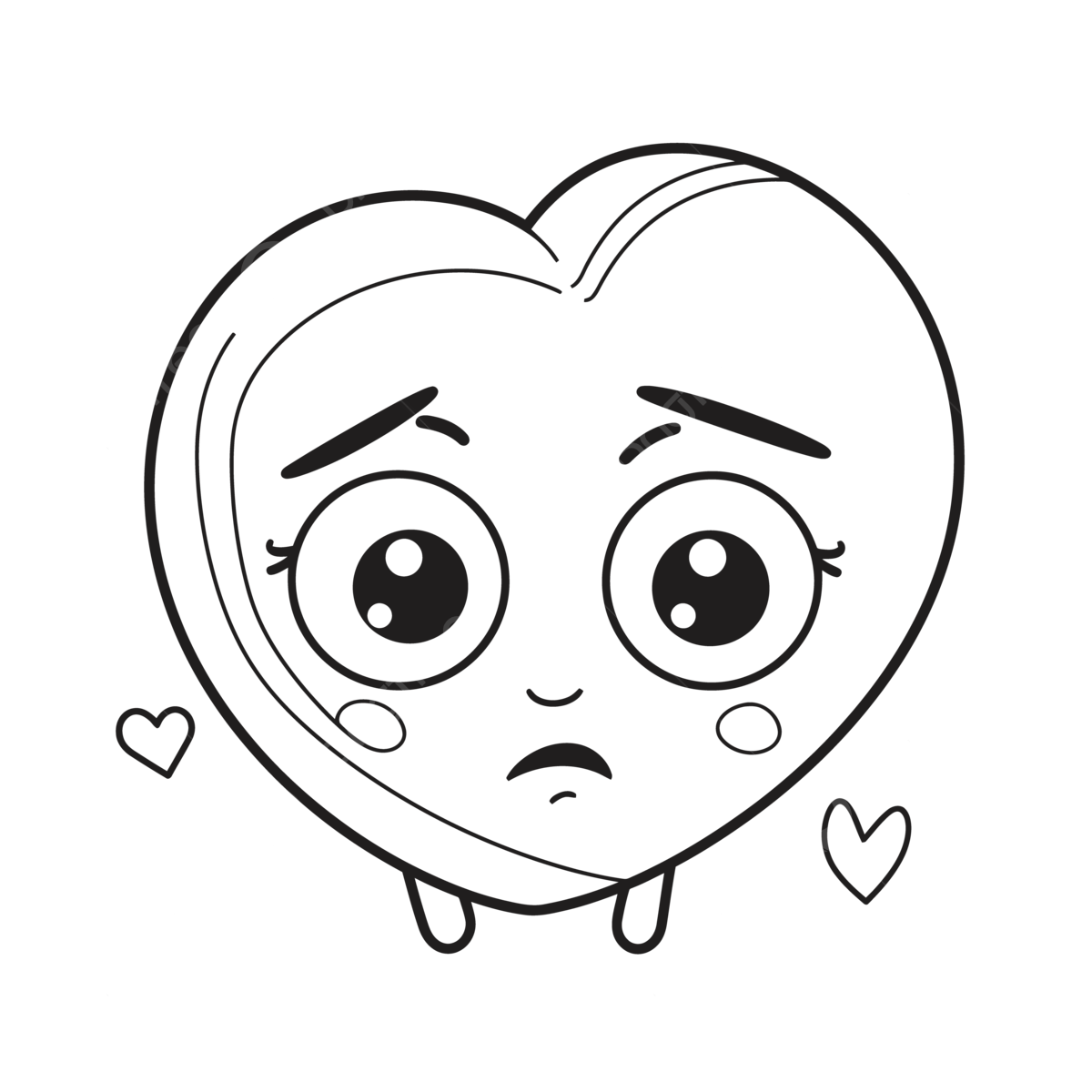 Cute cartoon heart coloring page vector illustration design outline sketch drawing sad love drawing sad love outline sad love sketch png and vector with transparent background for free download