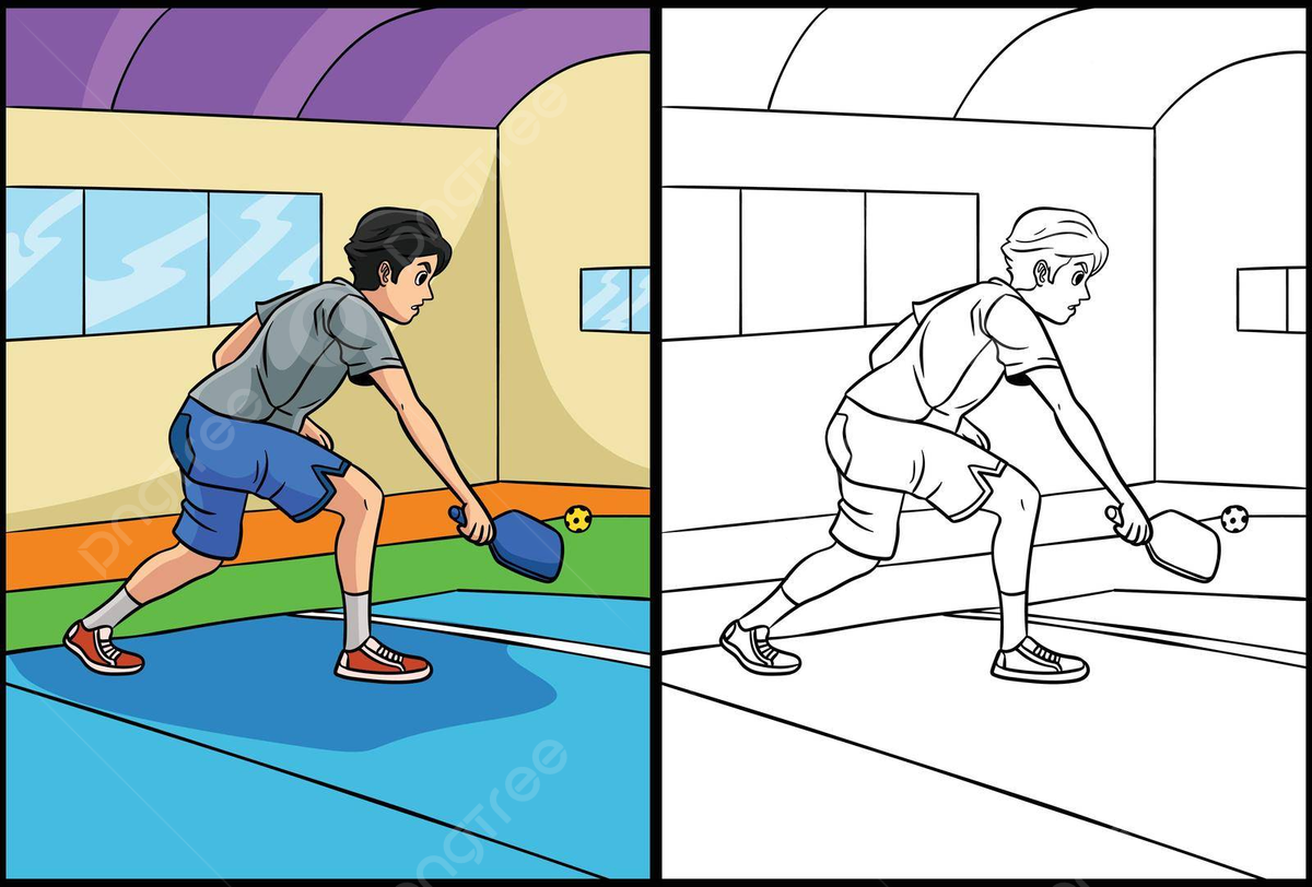 Pickleball coloring page colored illustration coloring page colored sport vector coloring page colored sport png and vector with transparent background for free download