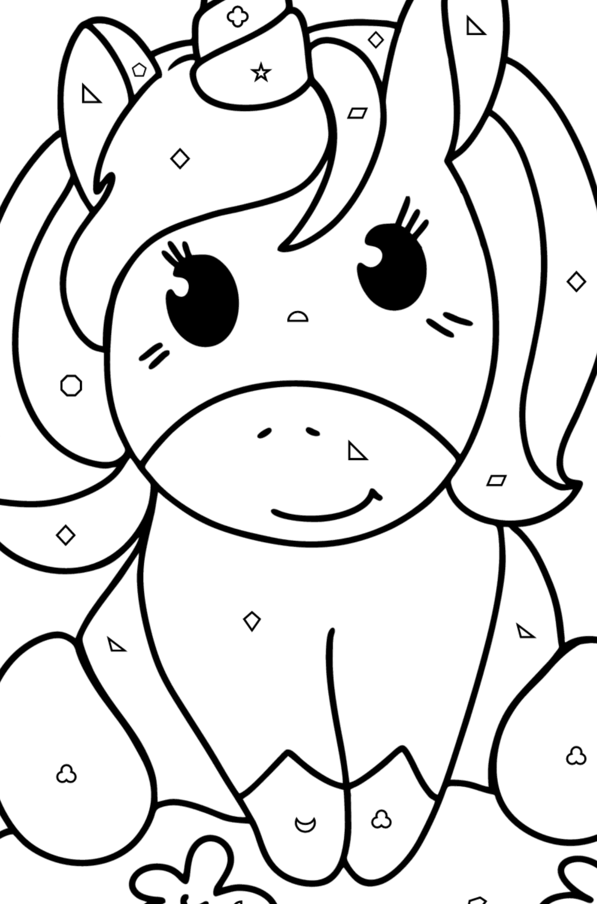 Cartoon unicorn coloring page â online and print for free