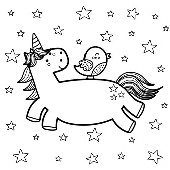 Page cute unicorn drawing vectors illustrations for free download
