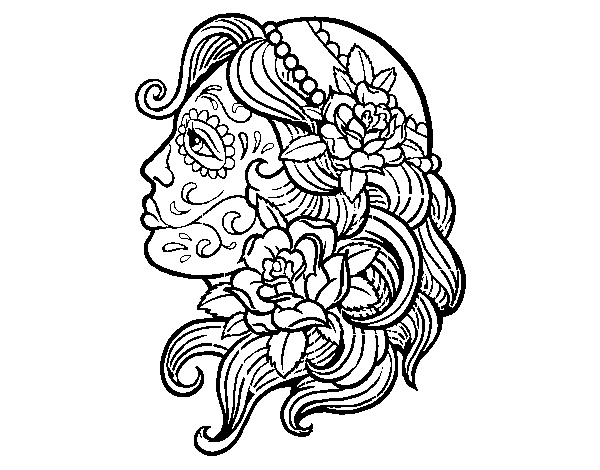 Catrina tattoo coloring page