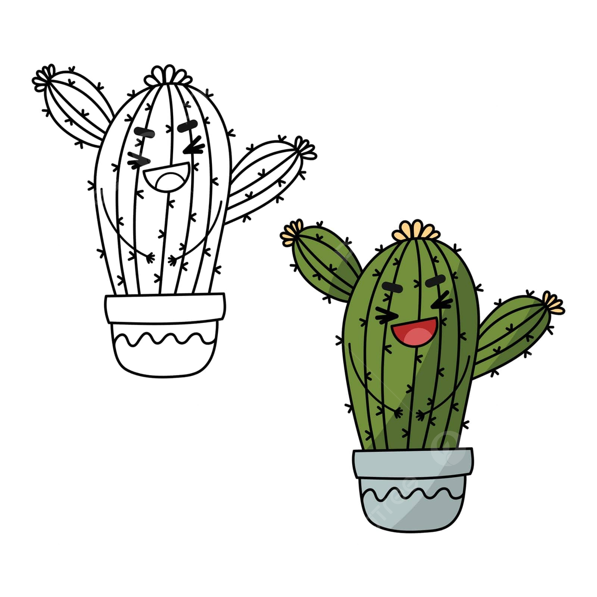 Cute cactus coloring page png transparent images free download vector files