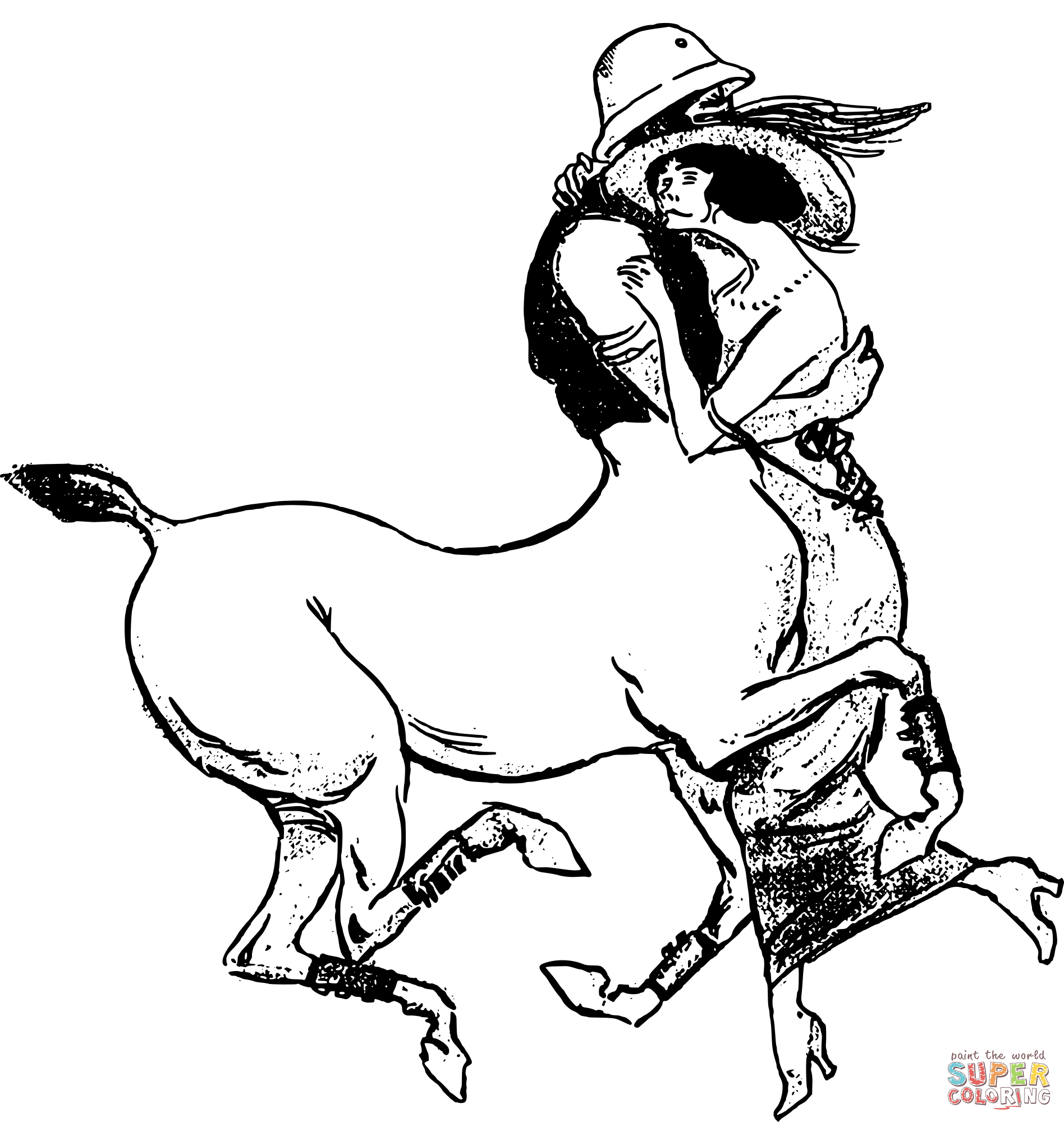 Vintage centaur and woman dancing coloring page free printable coloring pages
