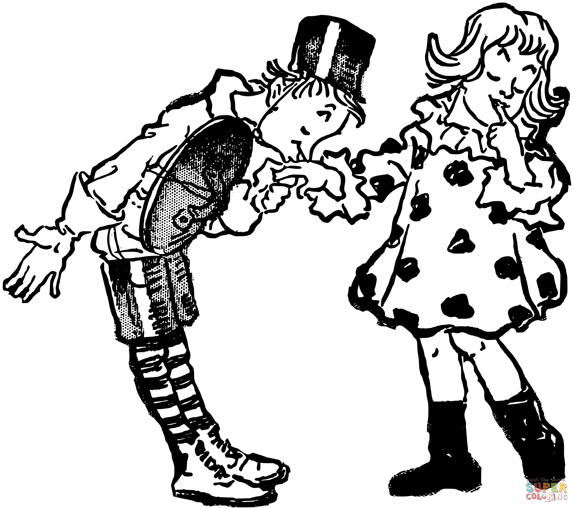 Vintage boy kisses a girls hand coloring page free printable coloring pages