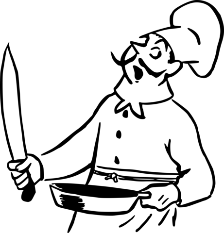 Vintage cartoon chef coloring page free printable coloring pages