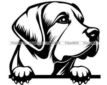 Labrador retriever peeking dog puppy face canine pet portrait pedigree lab print cartoon drawing art logo tattoo design svg png cut cutting