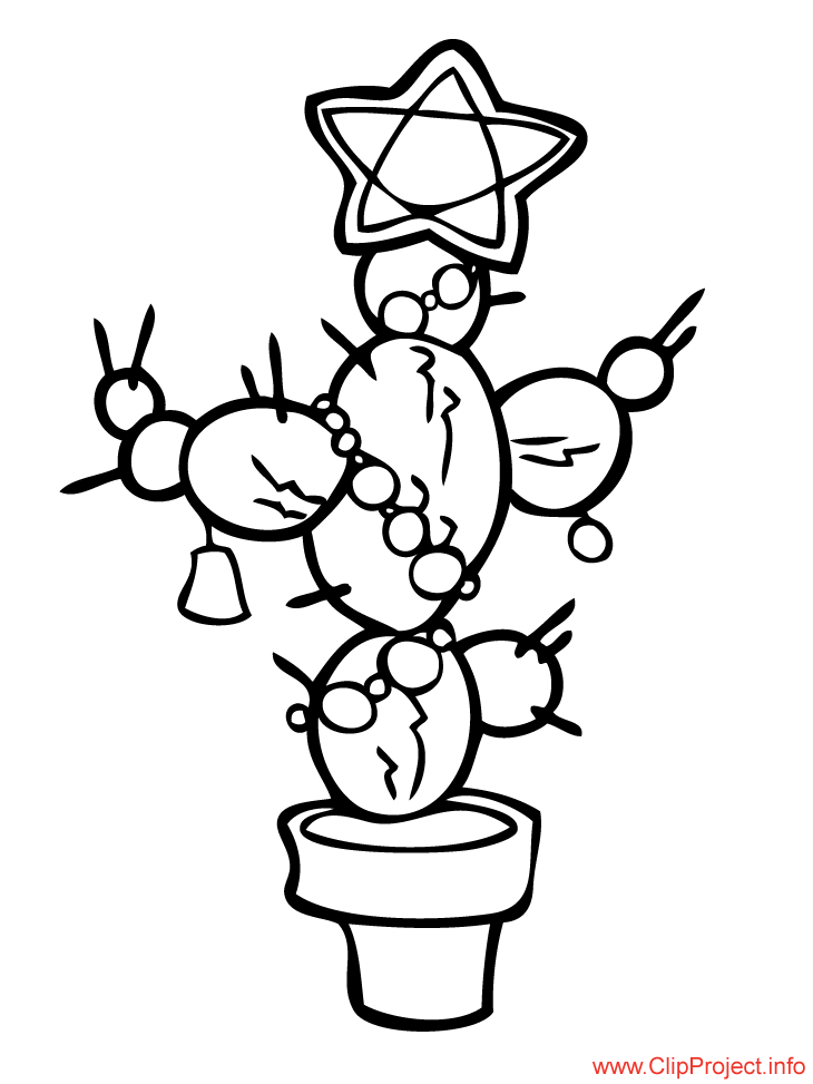 Cactus coloring page for christmas