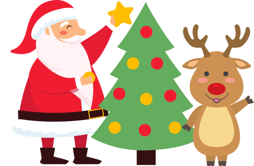 Happy santa and reindeer christmas wall sticker