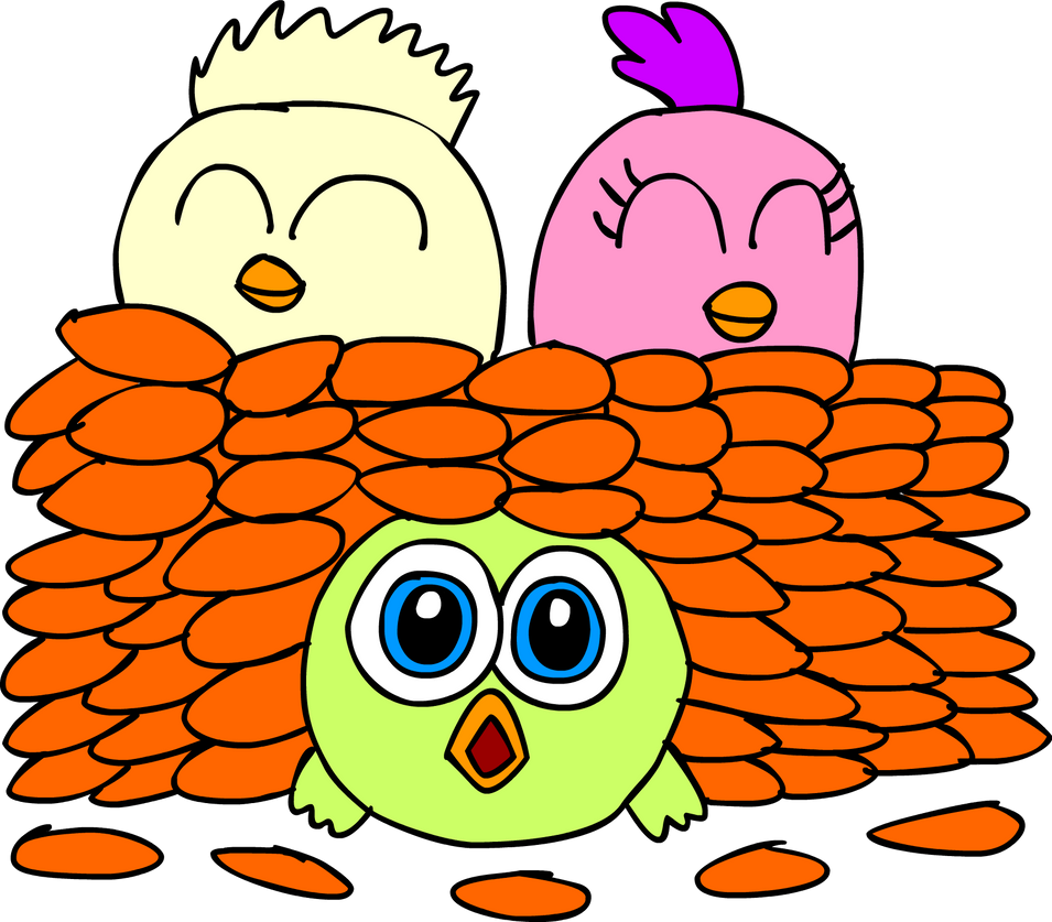 Angry bird hatchlings on leaves by blackrhinoranger on