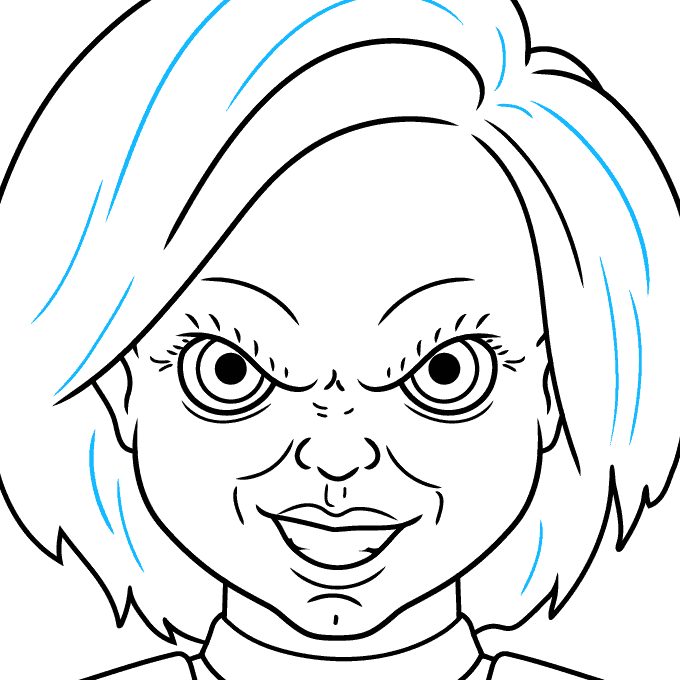 How to draw chuckys face