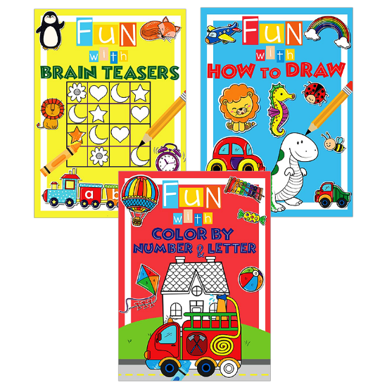 Learning is fun fun with activity set of brain teasers how to draw color by number letter