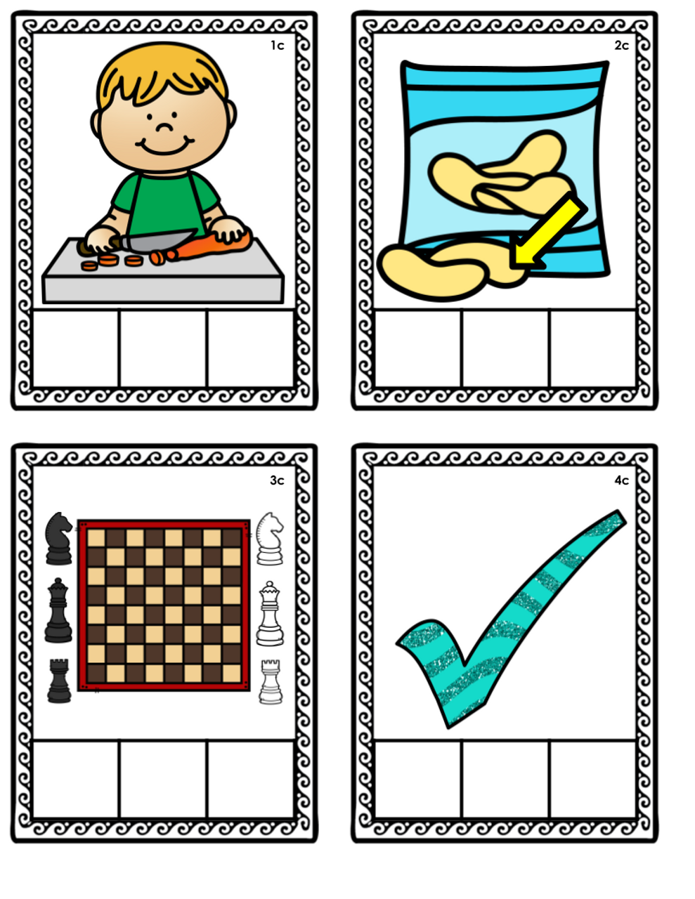 Phonemic awareness picture cards for short vowel words with digraphs sh ch th and ck