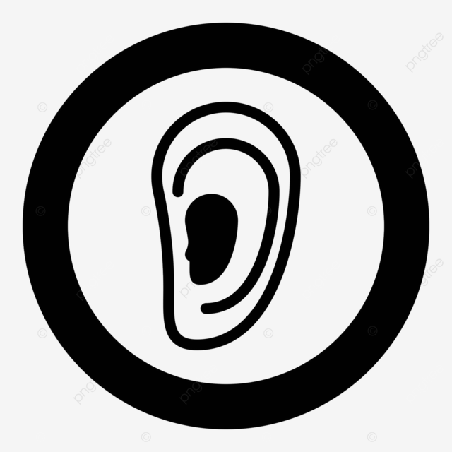 Earicon cor preta em cãrculo ouvido humano ouãa vetor png humano orelha ouão imagem png e vetor para download gratuito
