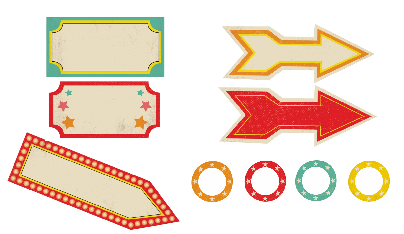 Editable cutouts vintage circus schoolgirl style