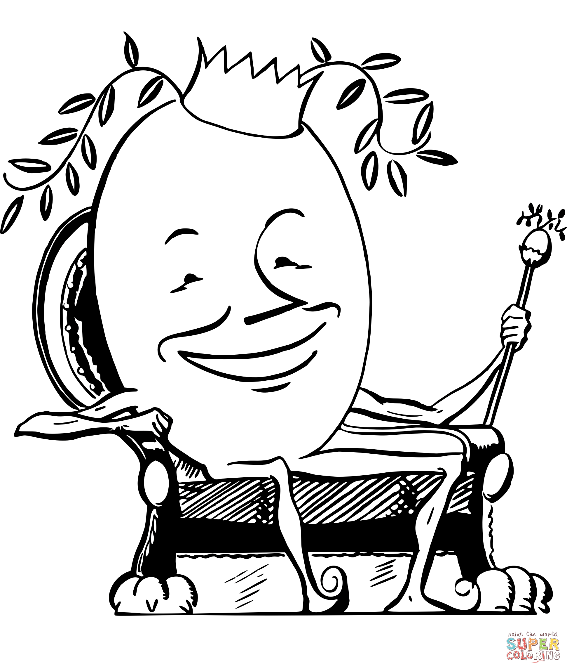 Vintage egg king coloring page free printable coloring pages