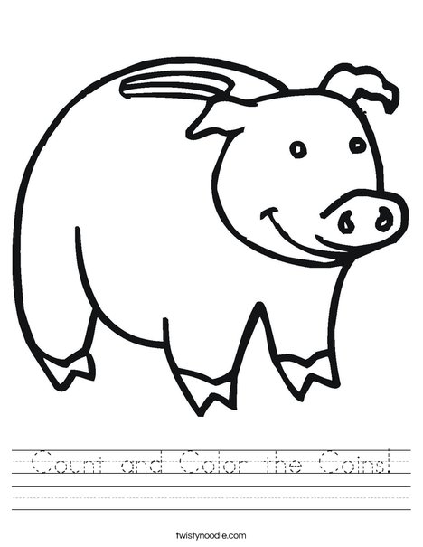 Count and color the coins worksheet