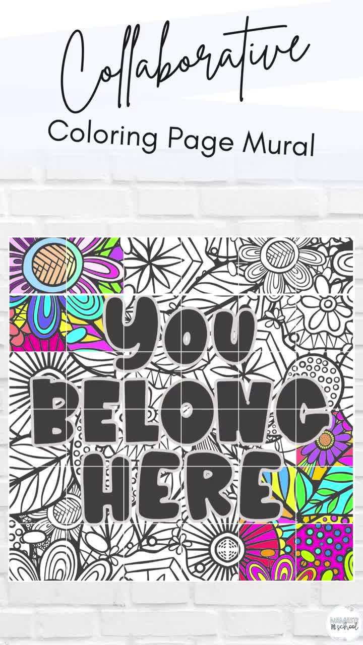 Collaborative coloring poster for the classroom school counselor bulletin board giant coloring poster mural for kids