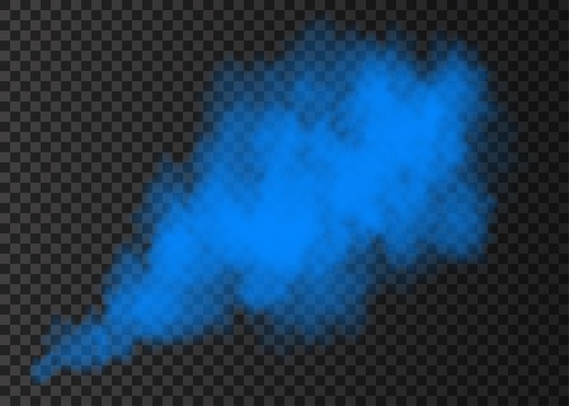 Explosiãn de humo azul aislado sobre fondo transparente efecto pecial de explosiãn de vapor de color columna de vector realista de niebla de fuego o textura de niebla vector premium