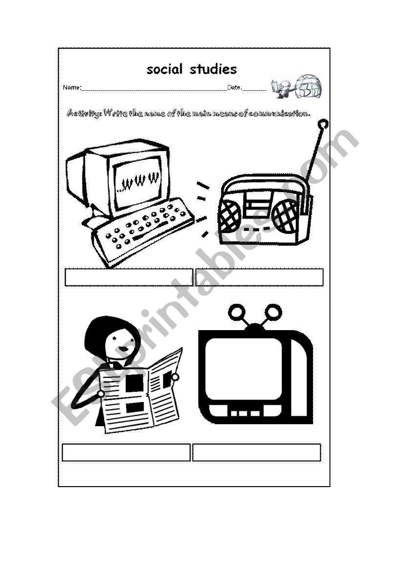 Write the rrect name of the means of mmunication worksheets for kids first grade reading mprehension fun worksheets for kids