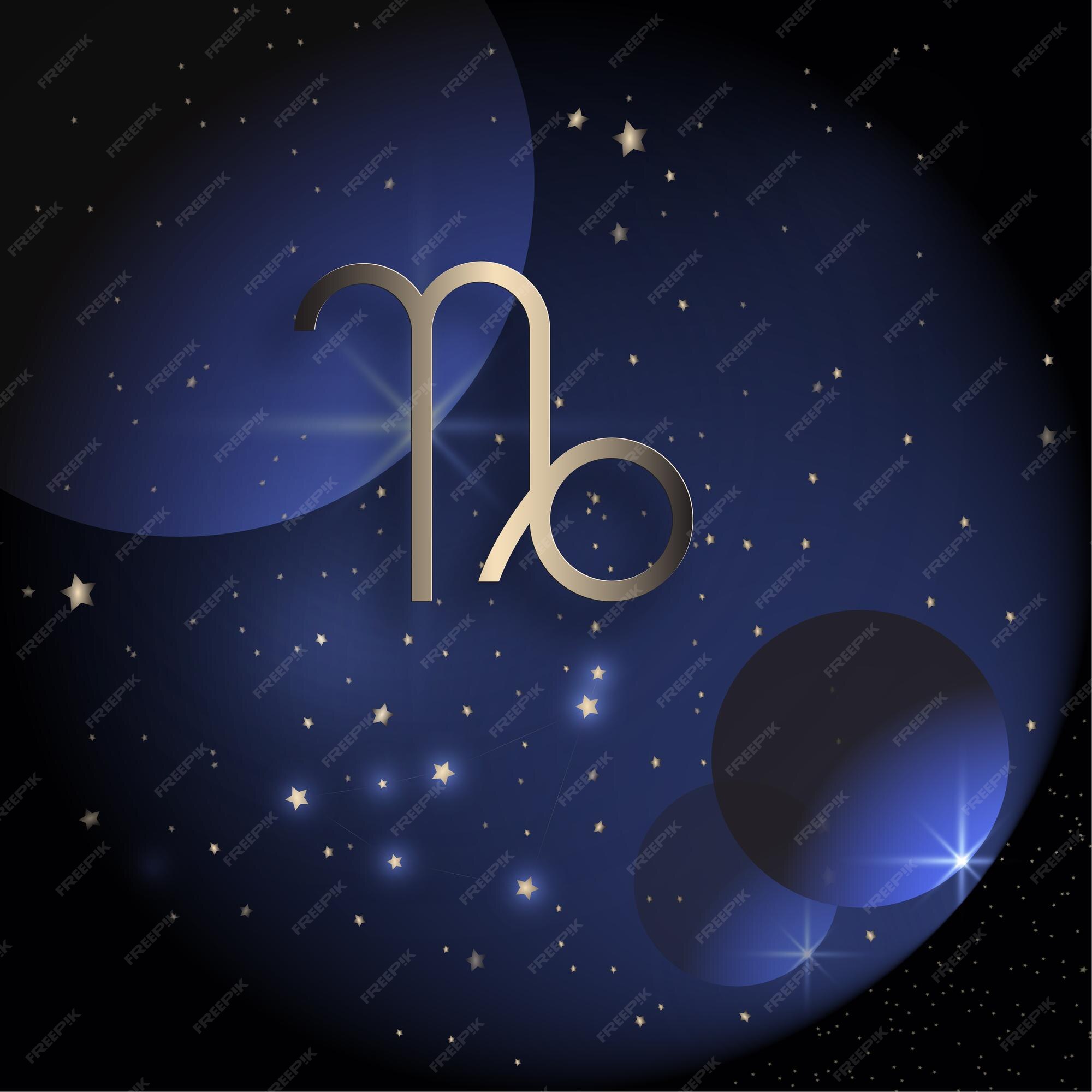 Horãscopo zodiaco capricornio constelaciãn simple icono sobre fondo de color azul oscuro vector premium