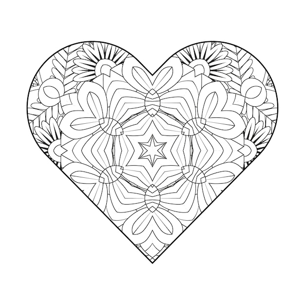 Premium vector heart coloring page valentines day coloring page adult coloring page coloring book for adults