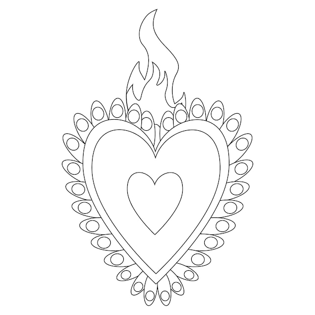 Dibujo de corazãn bordado mexicano para colorear vector premium