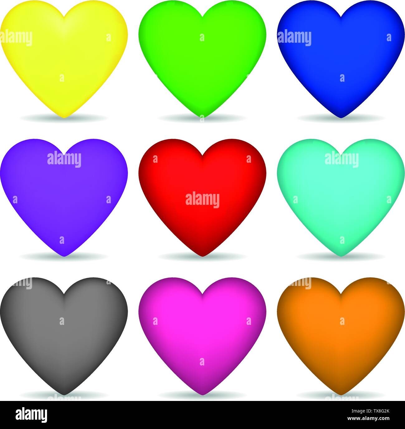 Conjunto de corazon de color aislado sobre fondo blanco para su diseão juego tarjeta ilustraciãn vectorial imagen vector de stock