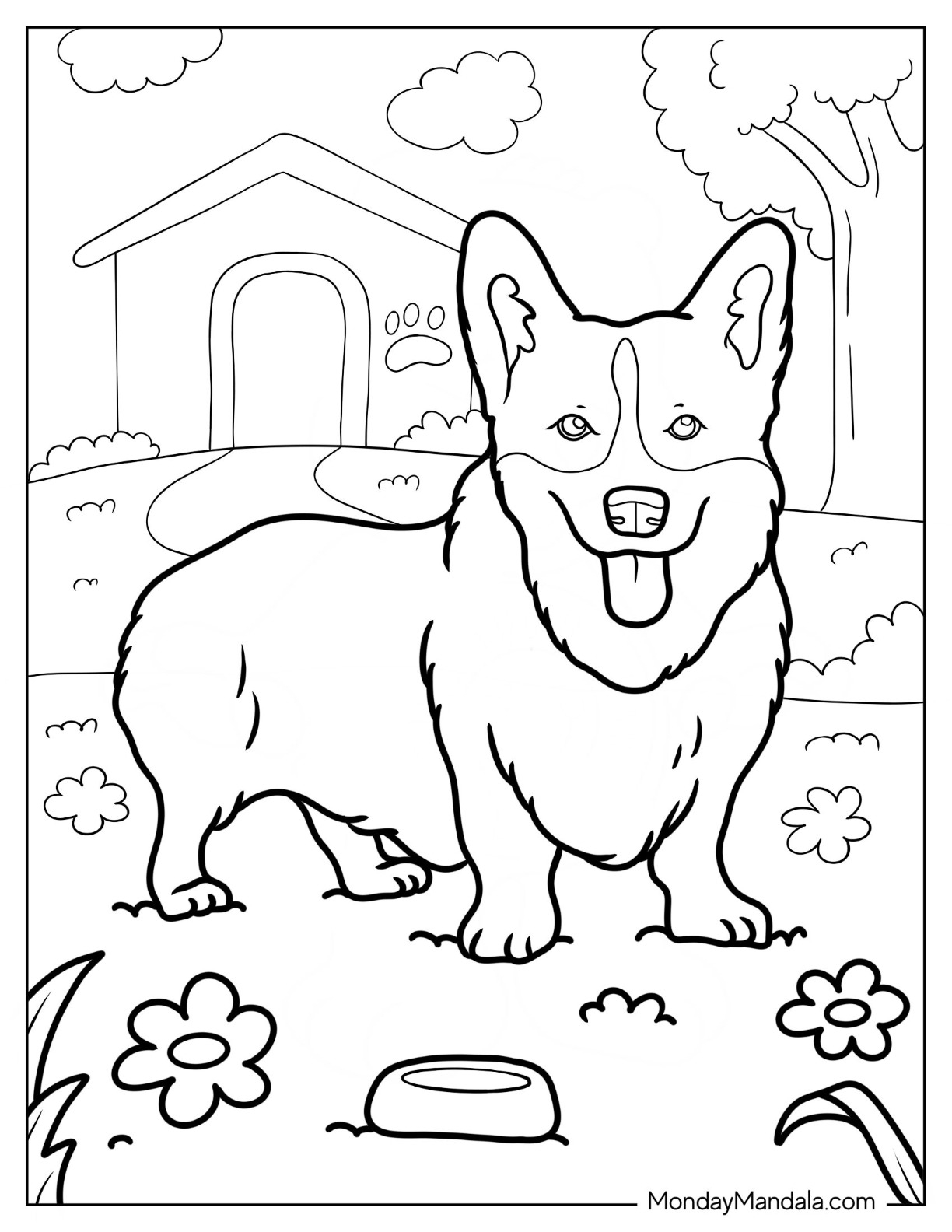 Corgi coloring pages free pdf printables