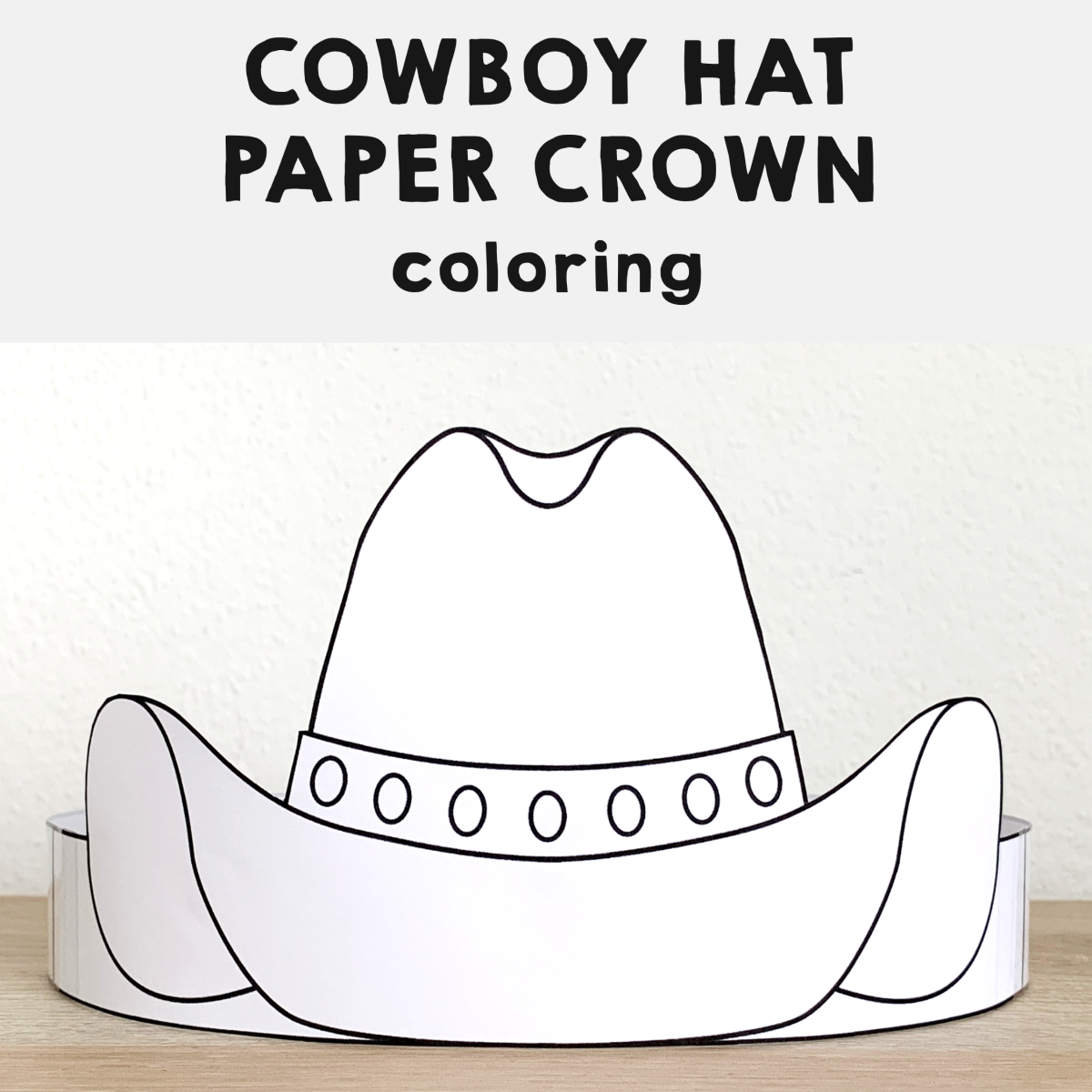 Cowboy hat paper crown printable wild west coloring craft activity for kids made by teachers