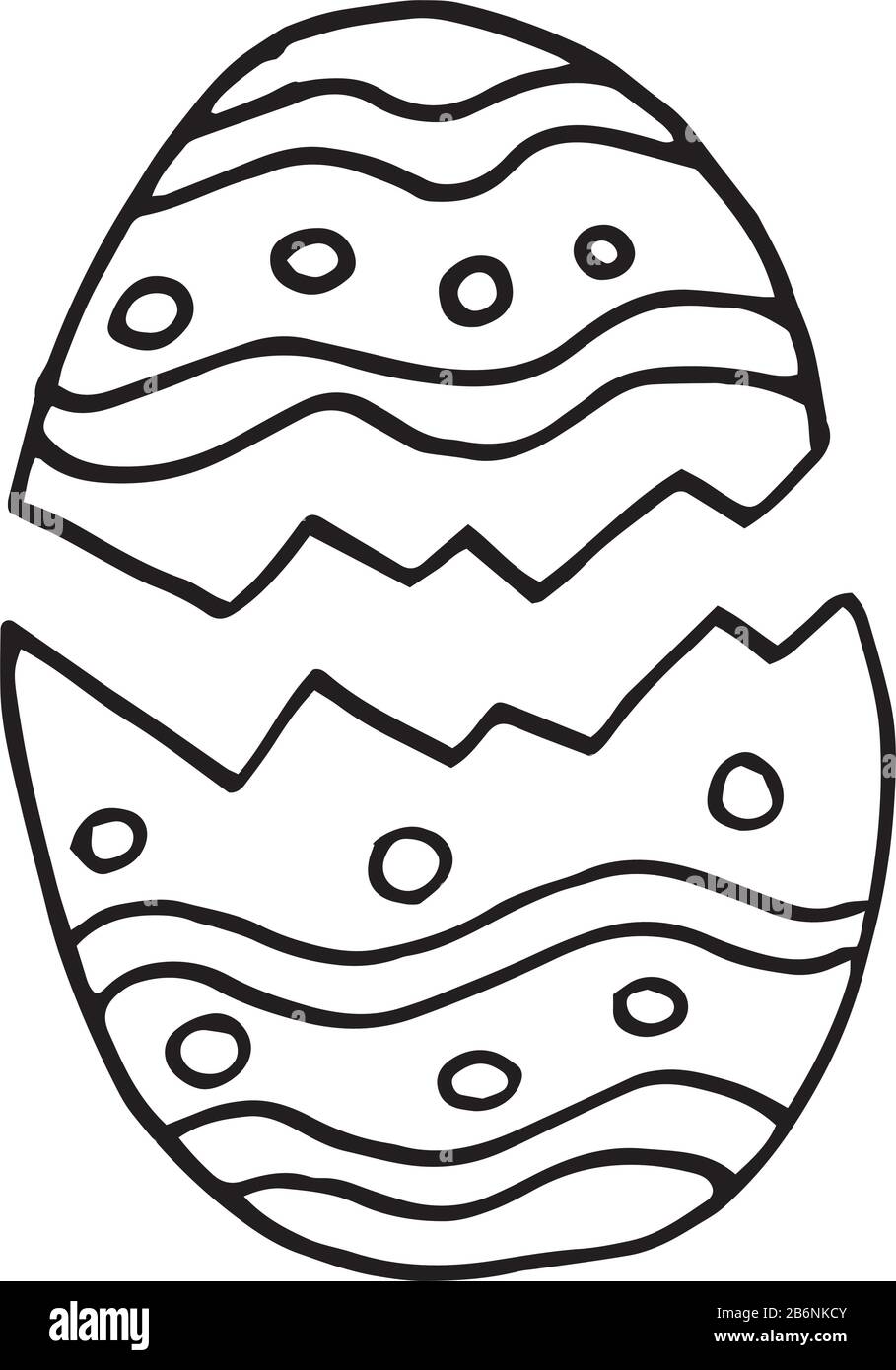 Broken egg with pattern line art hand drawn illustration stock vector image art