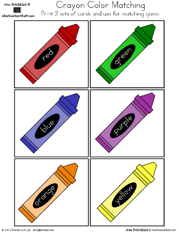 Crayon color matching color matching preschool colors color flashcards