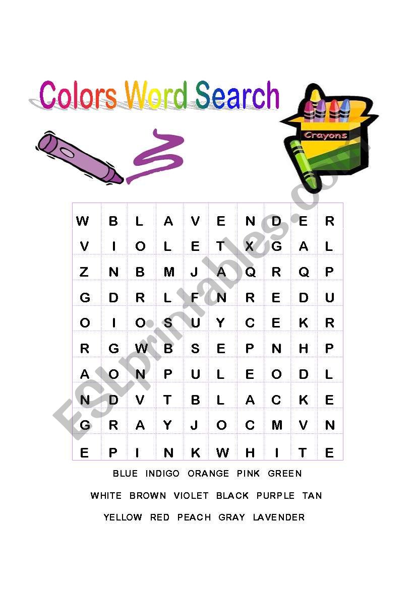 Colors word search