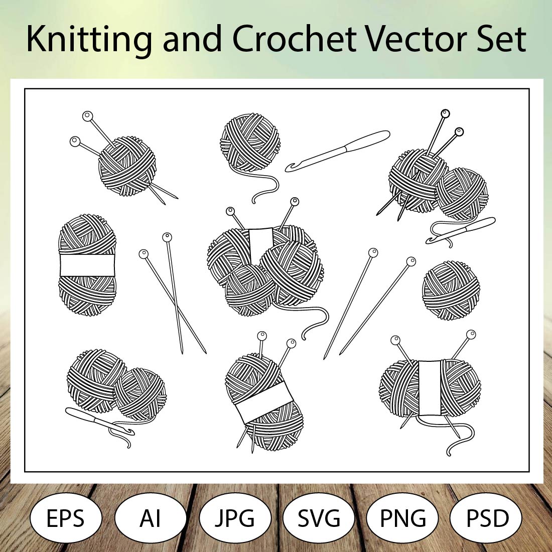 Knitting and crochet vector set