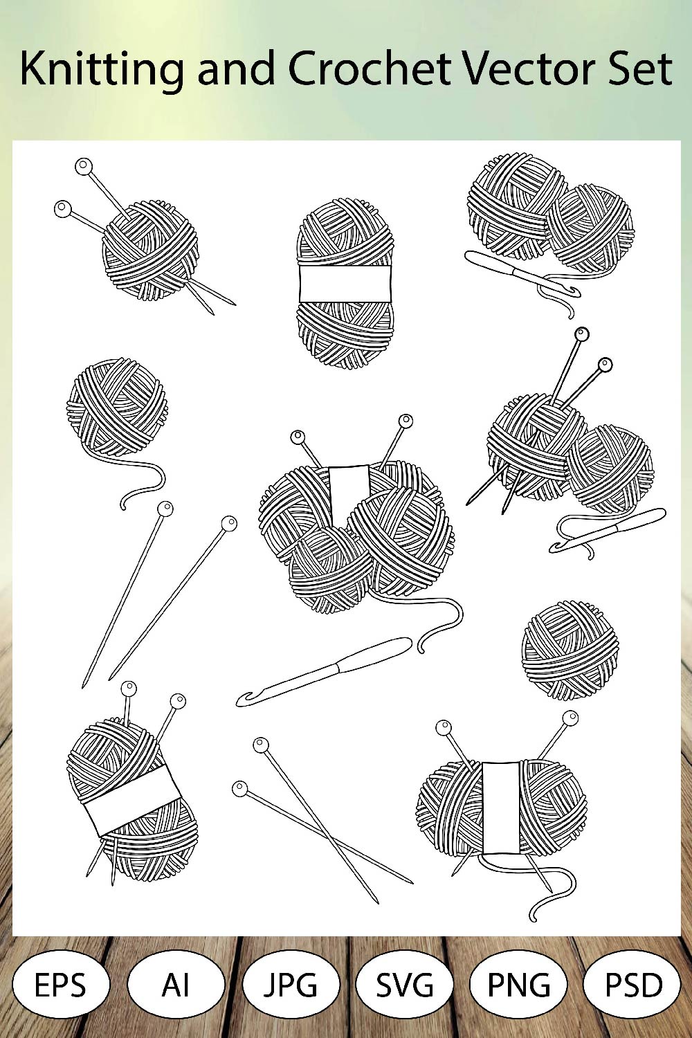 Knitting and crochet vector set