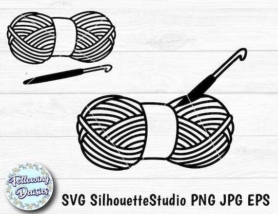 Ball of wool with crochet hook svg ball of yarn crochet hook crafting hobbies svg files for cricut and silhouette paper cut template instant download