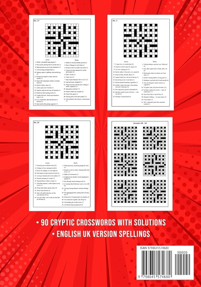 Cryptic crossword puzzle book for adults quick daily cryptic cross word activity books puzzles uk version publishing puzzle king books