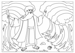 Moses parting the red sea louring page