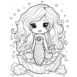 Little mermaid coloring book ocean animals under the sea creatures happy magical black kawaii boys girls toddlers adults for kids ages