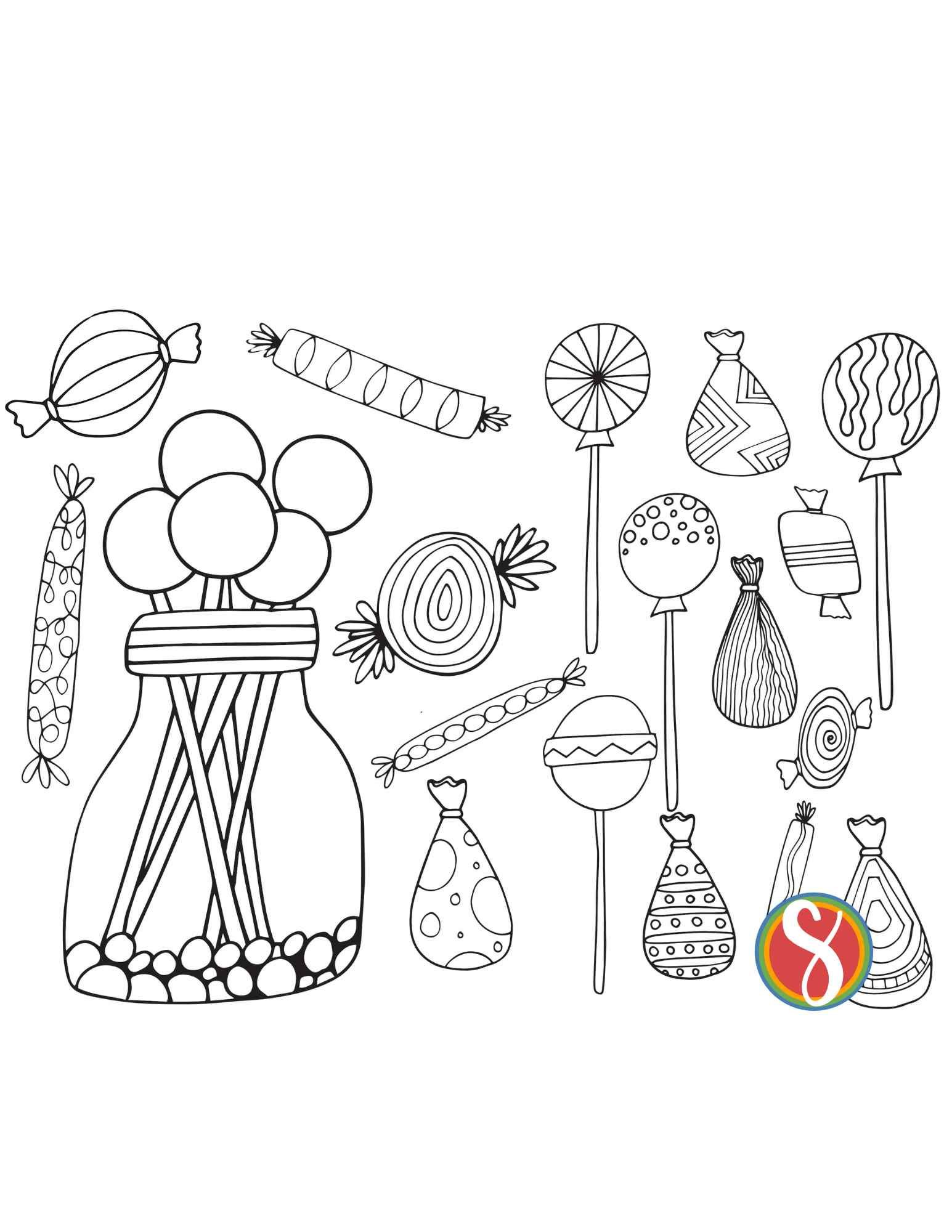 Free candy coloring pages â stevie doodles