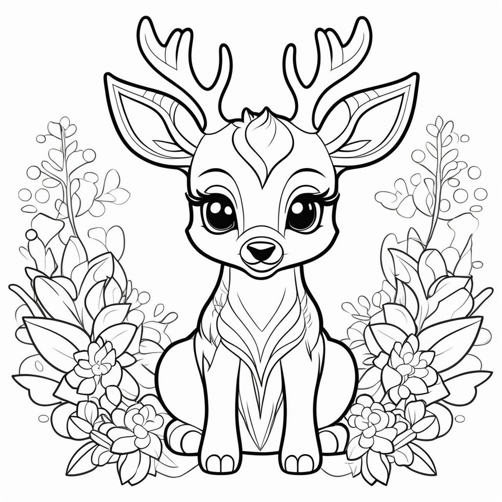 Coloring page baby deer cartoon