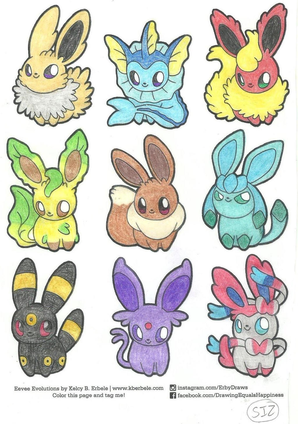 The eeveelutions coloring page by spyrogirl on