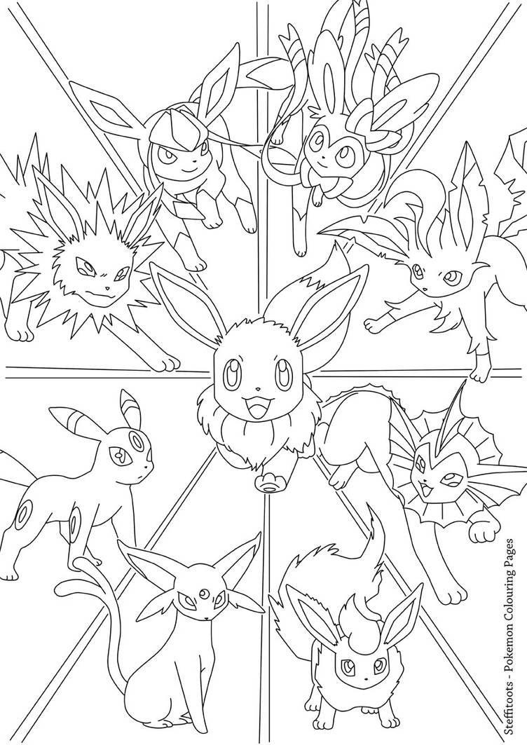 Eevee evolutions pokemon colouring page by steffitoots on