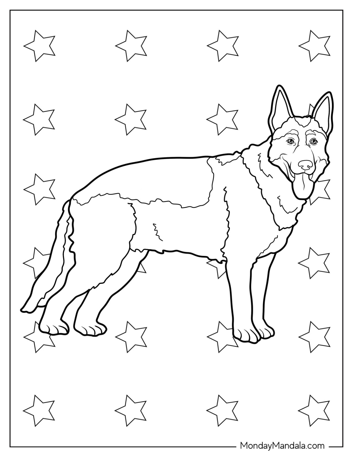 German shepherd coloring pages free pdf printables
