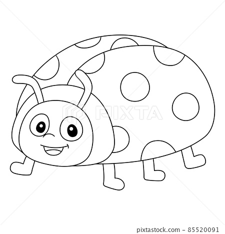 Ladybug coloring page isolated for kids