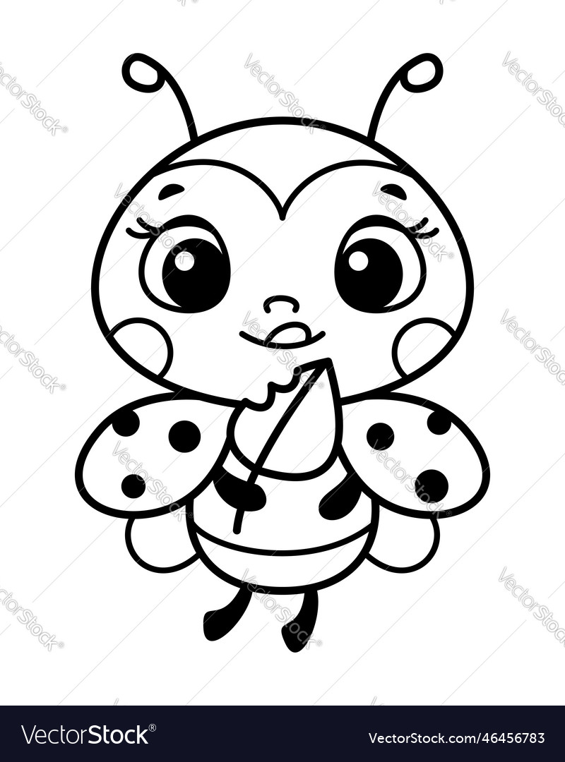 Cute ladybug coloring page cartoon royalty free vector image