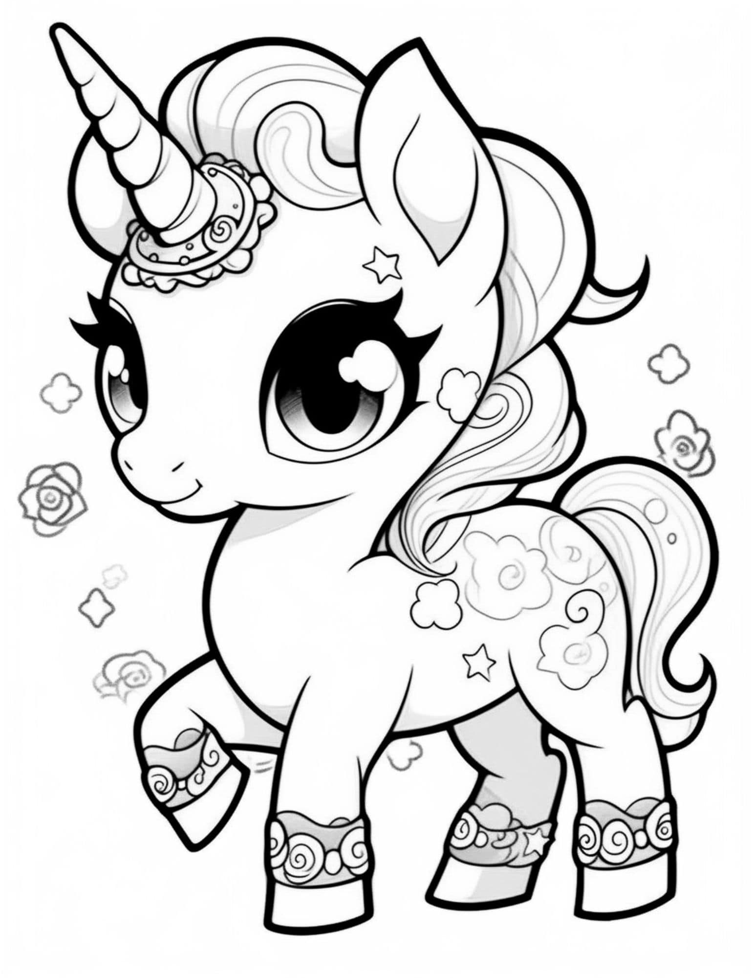 Magical unicorn coloring pages for kids and adults