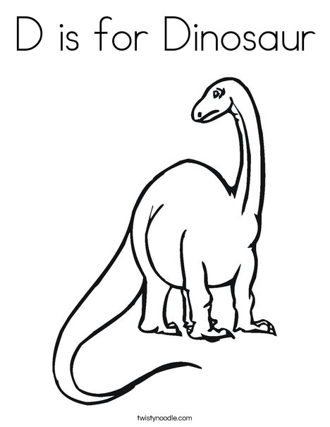 D is for dinosaur coloring page