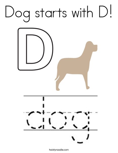 Dog starts with d coloring page