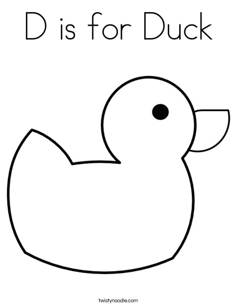 D is for duck coloring page